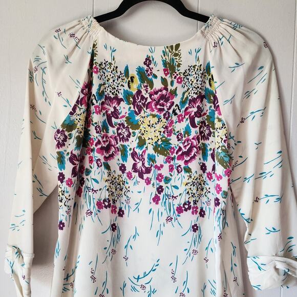 81 Poppies 100% Silk Boho Cottage Vintage Lightweight Floral Blouse 4 - Picture 10 of 11
